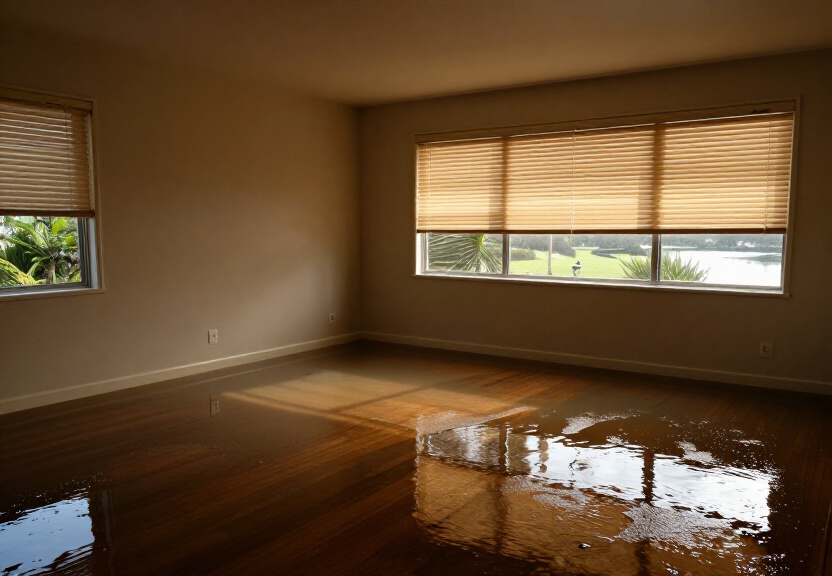 Water-damaged kitchen in Watsons Bay before drying